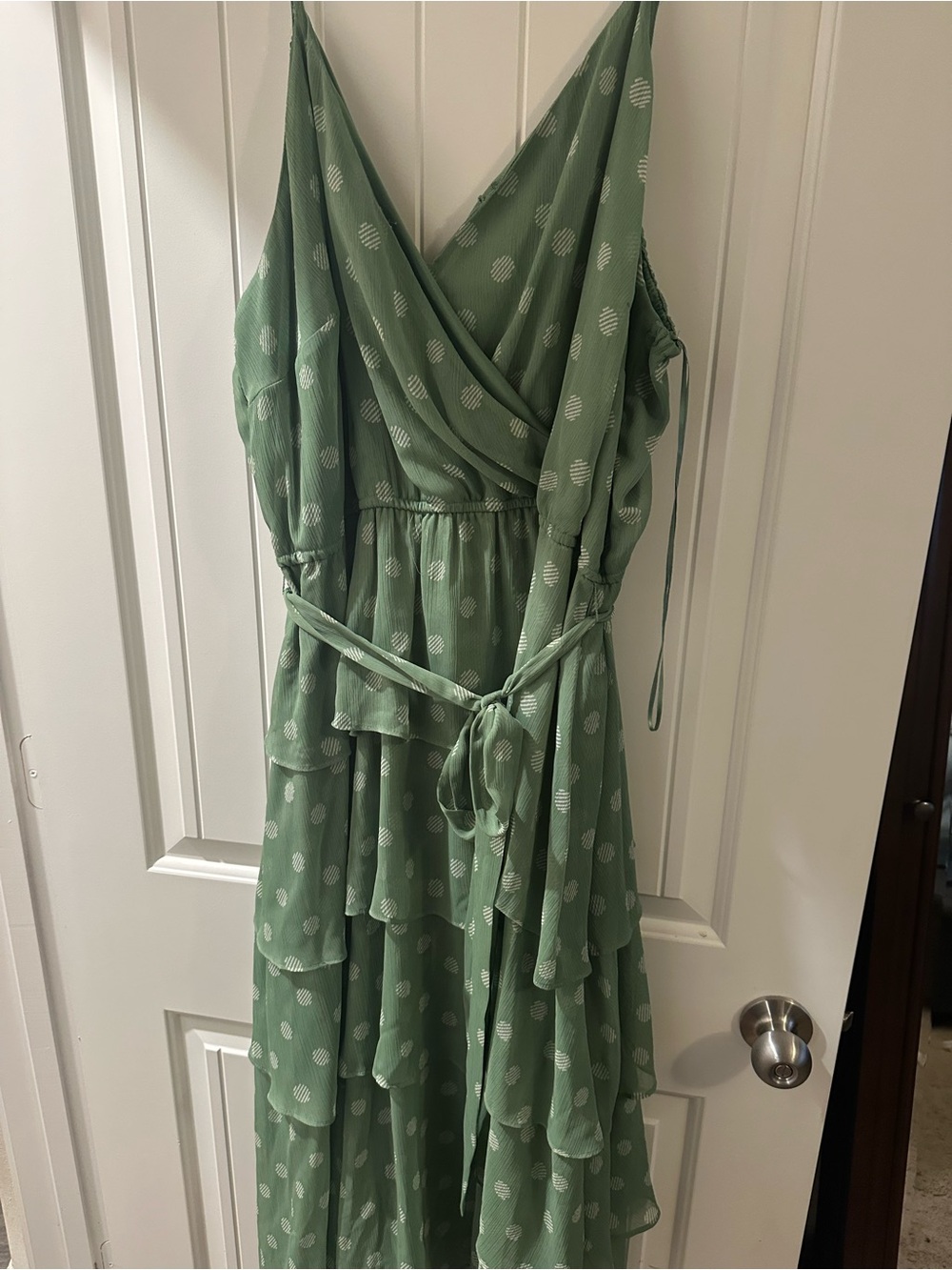 Women’s ' Sage Green Tiered Polka Dot Dress